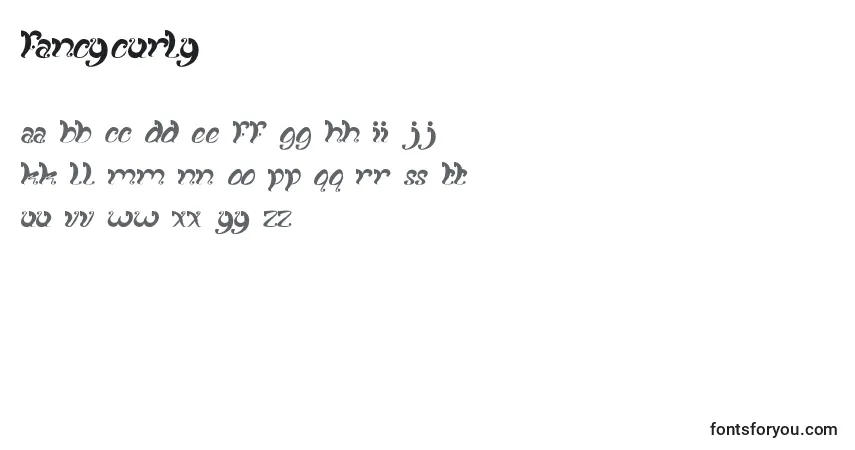 Czcionka FancyCurly – alfabet, cyfry, specjalne znaki