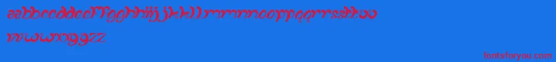 FancyCurly-Schriftart – Rote Schriften auf blauem Hintergrund