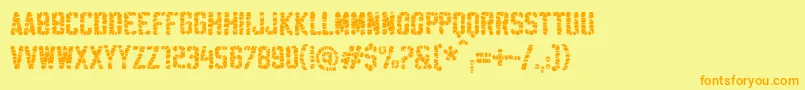 SablonUltraWashed-Schriftart – Orangefarbene Schriften auf gelbem Hintergrund