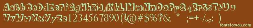 フォントMathematicsBoredom – 緑色の文字が茶色の背景にあります。