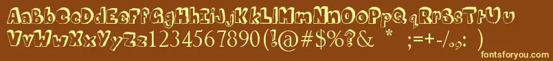 MathematicsBoredom-fontti – keltaiset fontit ruskealla taustalla