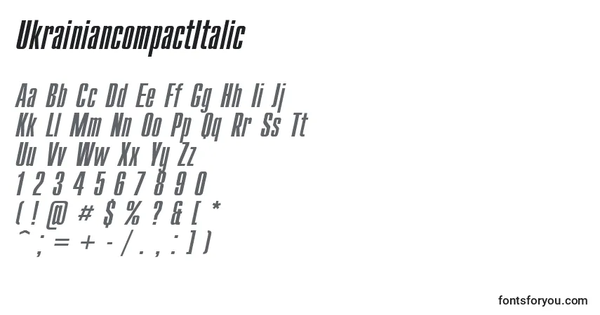 Шрифт UkrainiancompactItalic – алфавит, цифры, специальные символы