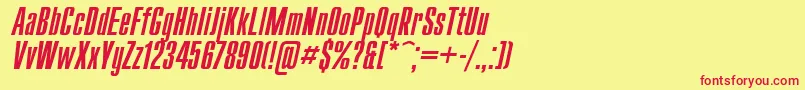 UkrainiancompactItalic Font – Red Fonts on Yellow Background