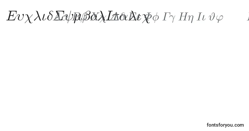 Czcionka EuclidSymbolItalic – alfabet, cyfry, specjalne znaki