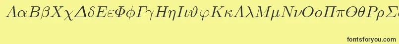 Fonte EuclidSymbolItalic – fontes pretas em um fundo amarelo