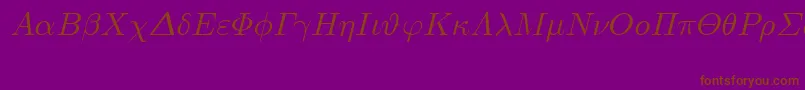 Fonte EuclidSymbolItalic – fontes marrons em um fundo roxo