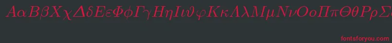 Czcionka EuclidSymbolItalic – czerwone czcionki na czarnym tle