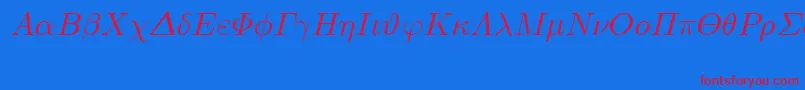 EuclidSymbolItalic Font – Red Fonts on Blue Background