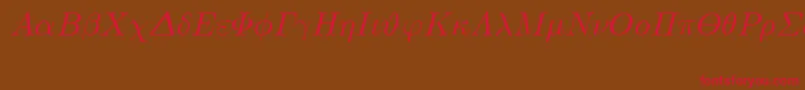 フォントEuclidSymbolItalic – 赤い文字が茶色の背景にあります。