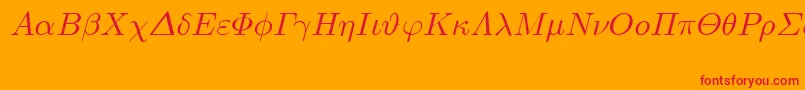 EuclidSymbolItalic Font – Red Fonts on Orange Background