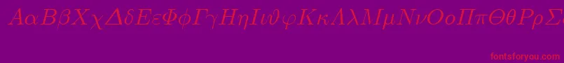 EuclidSymbolItalic-Schriftart – Rote Schriften auf violettem Hintergrund