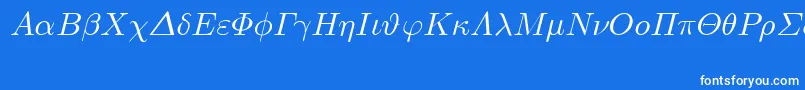 Fonte EuclidSymbolItalic – fontes brancas em um fundo azul