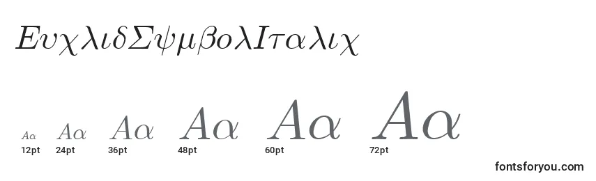 EuclidSymbolItalic Font Sizes