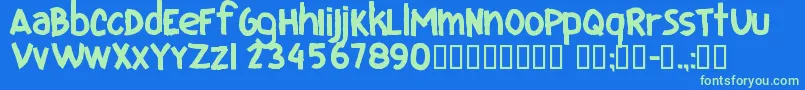 CfiloveuglyfontsRegular Font – Green Fonts on Blue Background