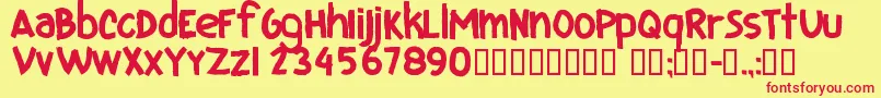 CfiloveuglyfontsRegular Font – Red Fonts on Yellow Background