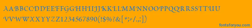 PoeticaRomanSmallCapitals Font – Blue Fonts on Orange Background