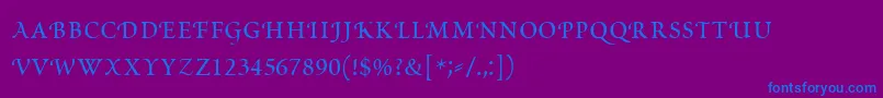 フォントPoeticaRomanSmallCapitals – 紫色の背景に青い文字