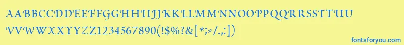 フォントPoeticaRomanSmallCapitals – 青い文字が黄色の背景にあります。