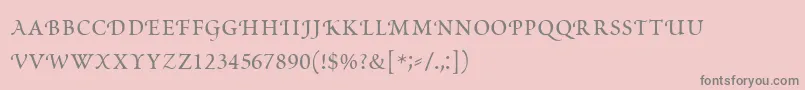 フォントPoeticaRomanSmallCapitals – ピンクの背景に灰色の文字