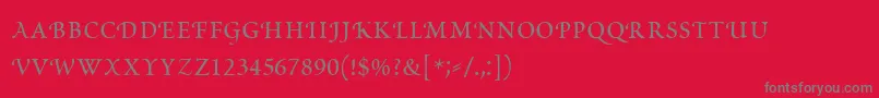 フォントPoeticaRomanSmallCapitals – 赤い背景に灰色の文字