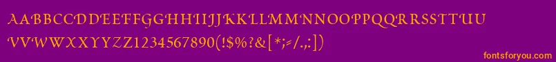 PoeticaRomanSmallCapitals Font – Orange Fonts on Purple Background