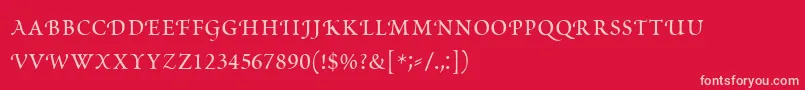 フォントPoeticaRomanSmallCapitals – 赤い背景にピンクのフォント