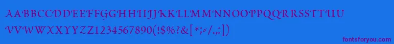 PoeticaRomanSmallCapitals Font – Purple Fonts on Blue Background