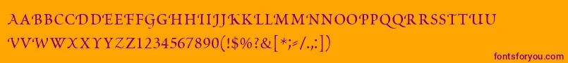 PoeticaRomanSmallCapitals Font – Purple Fonts on Orange Background