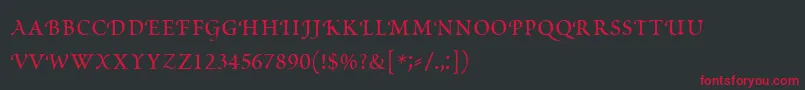 フォントPoeticaRomanSmallCapitals – 黒い背景に赤い文字