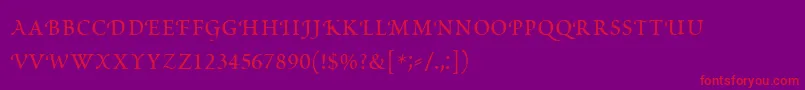 PoeticaRomanSmallCapitals-Schriftart – Rote Schriften auf violettem Hintergrund