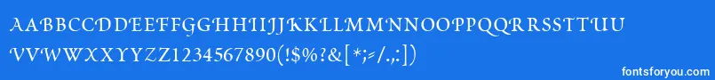 フォントPoeticaRomanSmallCapitals – 青い背景に白い文字