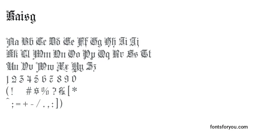 Czcionka Kaisg – alfabet, cyfry, specjalne znaki
