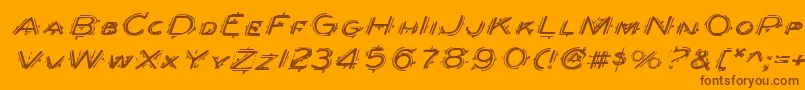 BerserkerExpandedItalic-Schriftart – Braune Schriften auf orangefarbenem Hintergrund