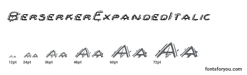 Размеры шрифта BerserkerExpandedItalic
