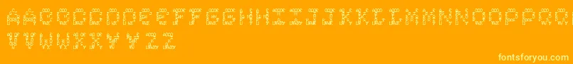 Fonte Complexity – fontes amarelas em um fundo laranja