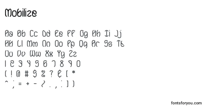 Czcionka Mobilize – alfabet, cyfry, specjalne znaki