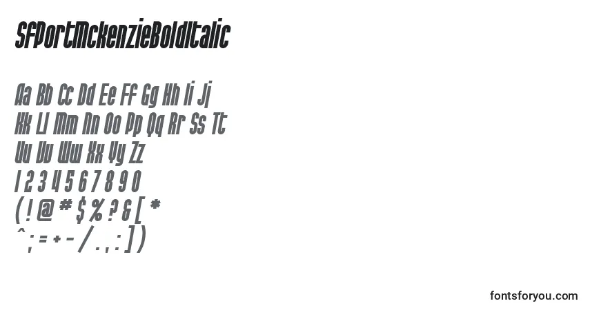 Schriftart SfPortMckenzieBoldItalic – Alphabet, Zahlen, spezielle Symbole
