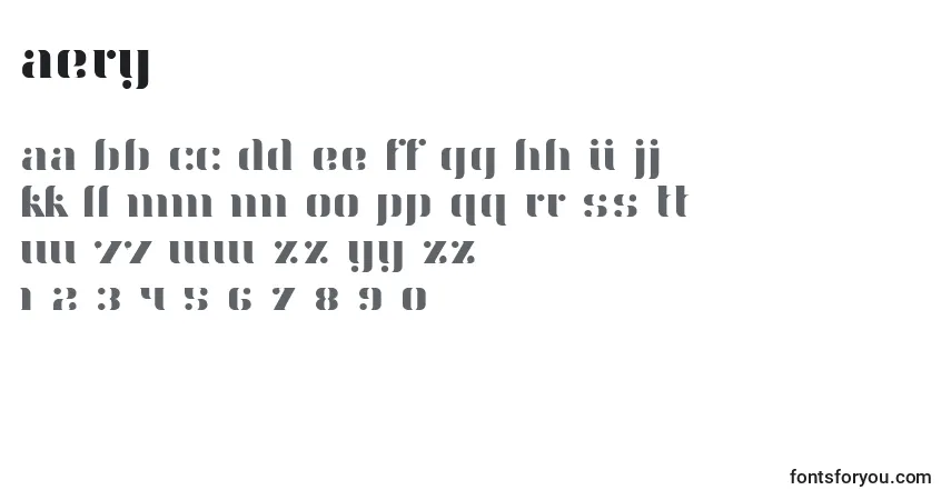 A fonte Aery – alfabeto, números, caracteres especiais