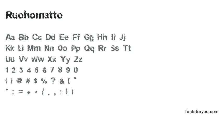 Czcionka Ruohomatto – alfabet, cyfry, specjalne znaki