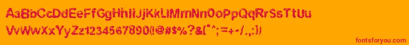 Ruohomatto-Schriftart – Rote Schriften auf orangefarbenem Hintergrund