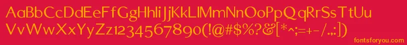 EdmundsburySansRegularV2-Schriftart – Orangefarbene Schriften auf rotem Hintergrund