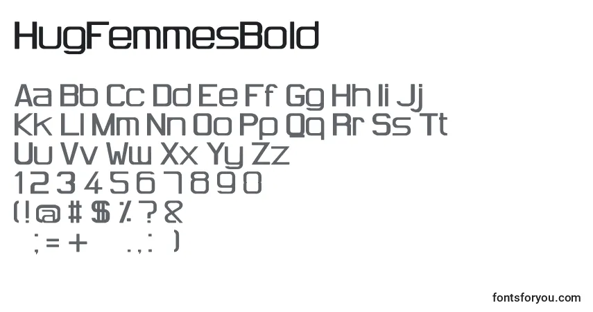 A fonte HugFemmesBold – alfabeto, números, caracteres especiais
