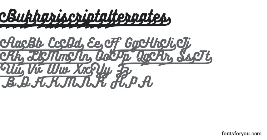 Bukhariscriptalternates-fontti – aakkoset, numerot, erikoismerkit