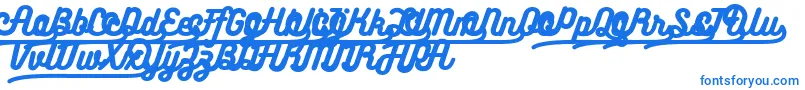 Bukhariscriptalternates-Schriftart – Blaue Schriften auf weißem Hintergrund