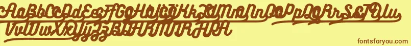 Bukhariscriptalternates-fontti – ruskeat fontit keltaisella taustalla