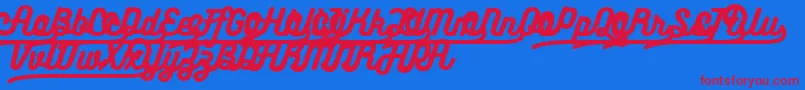 Bukhariscriptalternates Font – Red Fonts on Blue Background