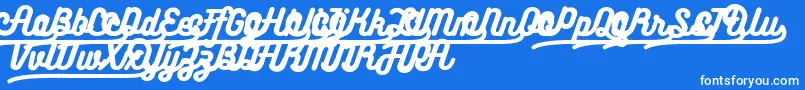 Bukhariscriptalternates-Schriftart – Weiße Schriften auf blauem Hintergrund