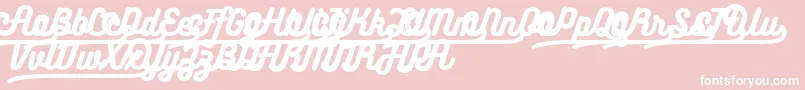 Bukhariscriptalternates-fontti – valkoiset fontit vaaleanpunaisella taustalla
