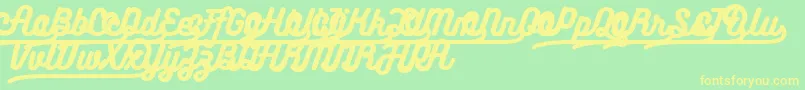 Bukhariscriptalternates-Schriftart – Gelbe Schriften auf grünem Hintergrund