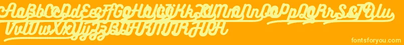 Bukhariscriptalternates-Schriftart – Gelbe Schriften auf orangefarbenem Hintergrund